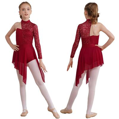 Kids Girls Modern Lyrical Dance Dress Figure Skating Costume