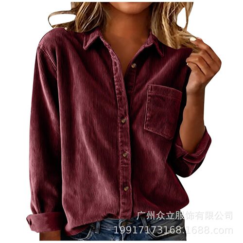 Women's 2026 Stripe Laps rduroy Casual Loose Thick at