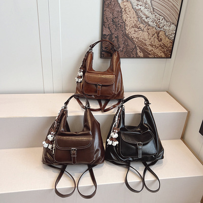 Maillard Style Women's 2026 Large Capacity Soft Leather Sing