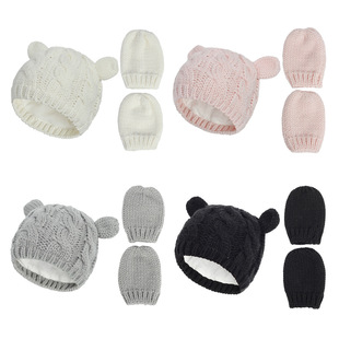 New Baby Kids Girls Boys Winter Warm Knit Hat Ear Solid Warm