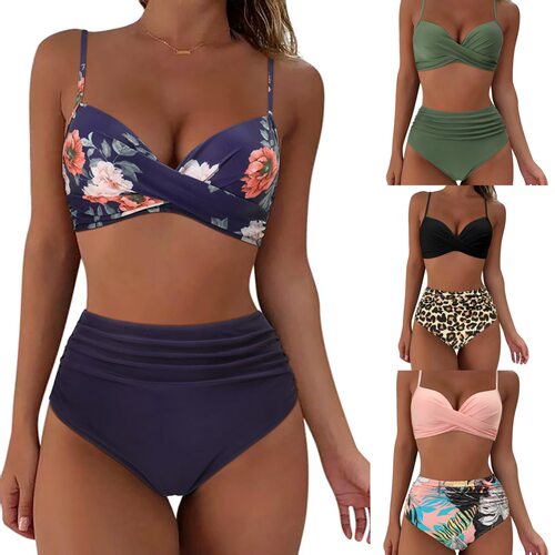 2026 Women’s Thickened Two-piece Swimsuit, High-waisted, Tu