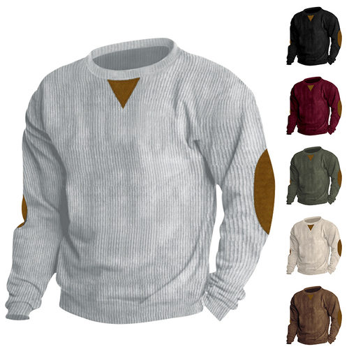 2026 Station Men's Crewneck ntrast lor Loose rduroy Men