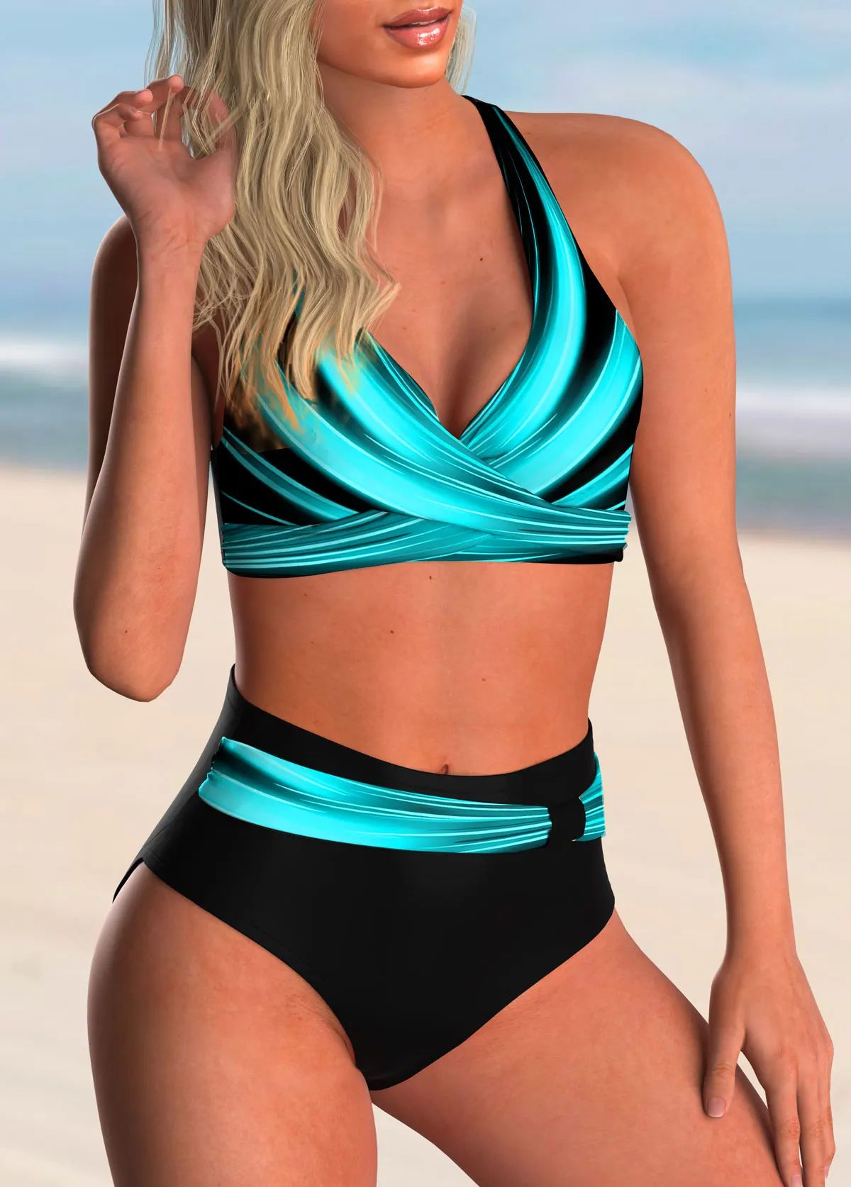 Push Up Bikinis 2024 Halter Swimsuit Women High Waist Swimwe