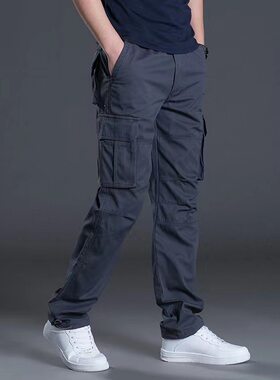 Spring And Autumn Summer Multi-pocket Crane Pants Men's Loos