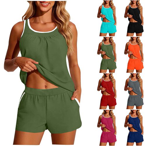 2026 Swimwear Women's Vest-style Two-piece Loose Slim-fit Sh
