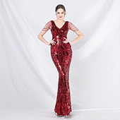 晚礼服裙女高级质感大气气场强大修身 鱼尾连衣裙 显瘦走秀演出长款