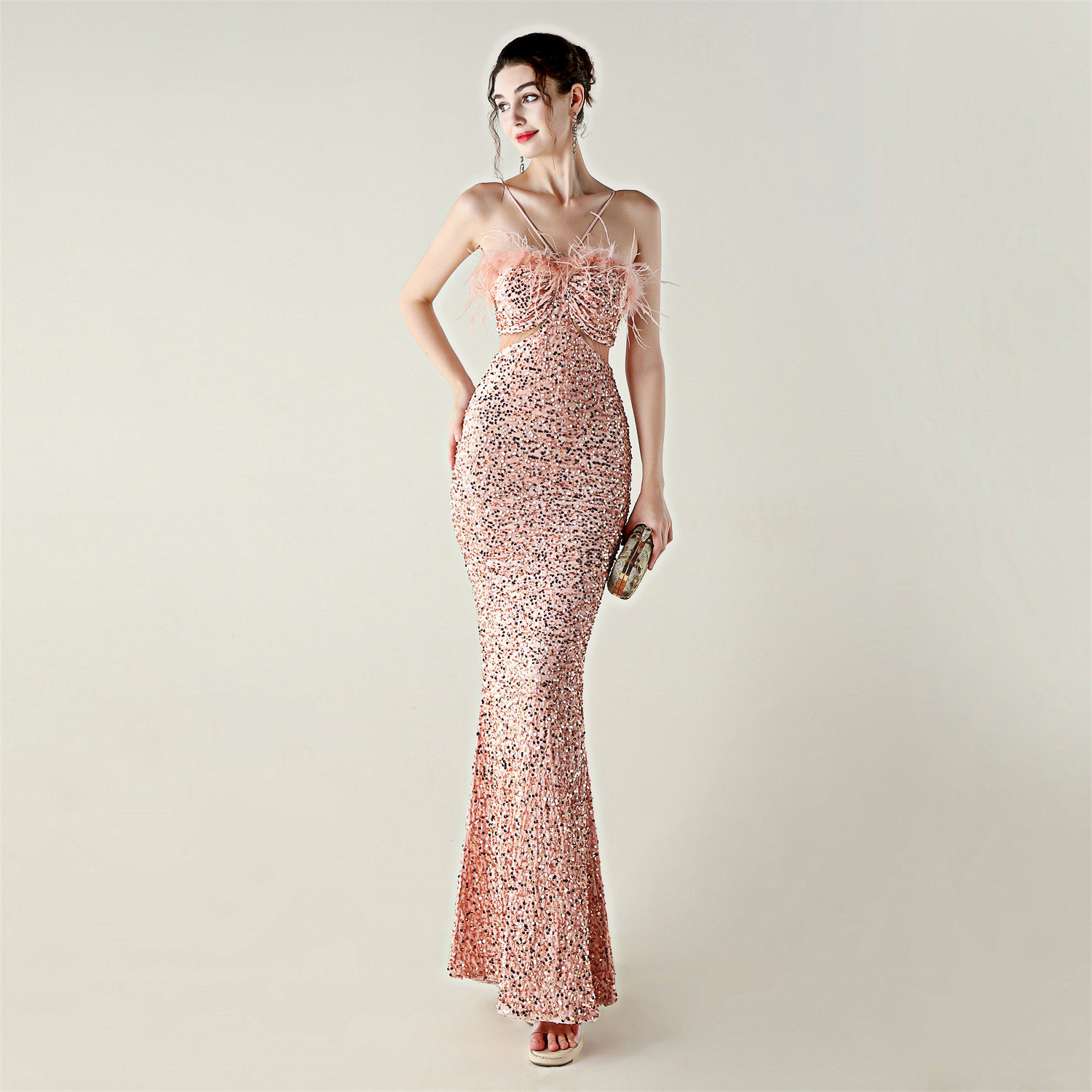 粉色高端晚礼服重工blingbling轻奢小众宴会小个子绝美吊带连衣裙,女装/女士精品,礼服/晚装,淘宝优惠券,粉丝福利购,淘宝优惠卷