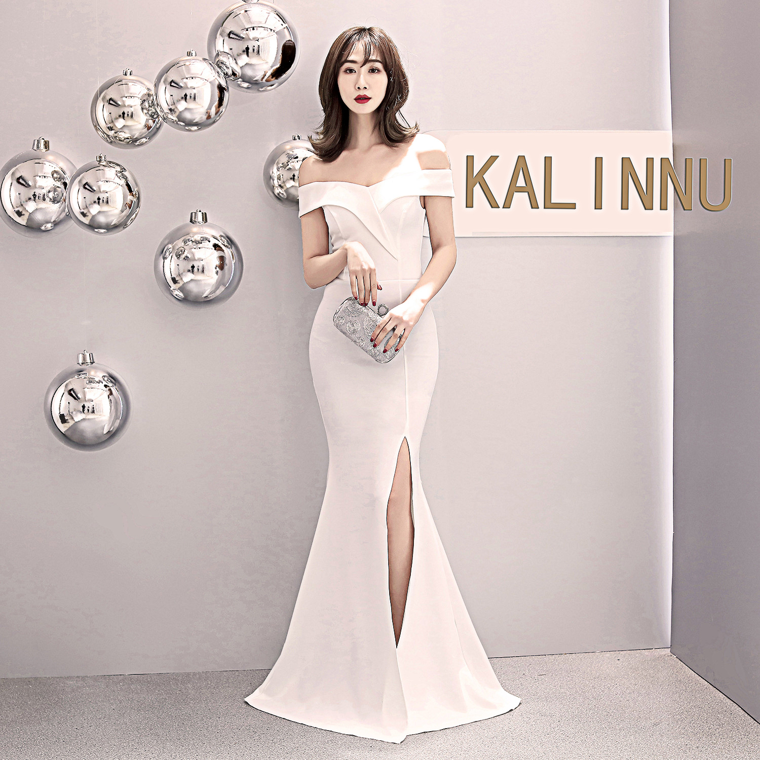 晚礼服裙一字肩长裙鱼尾高贵优雅