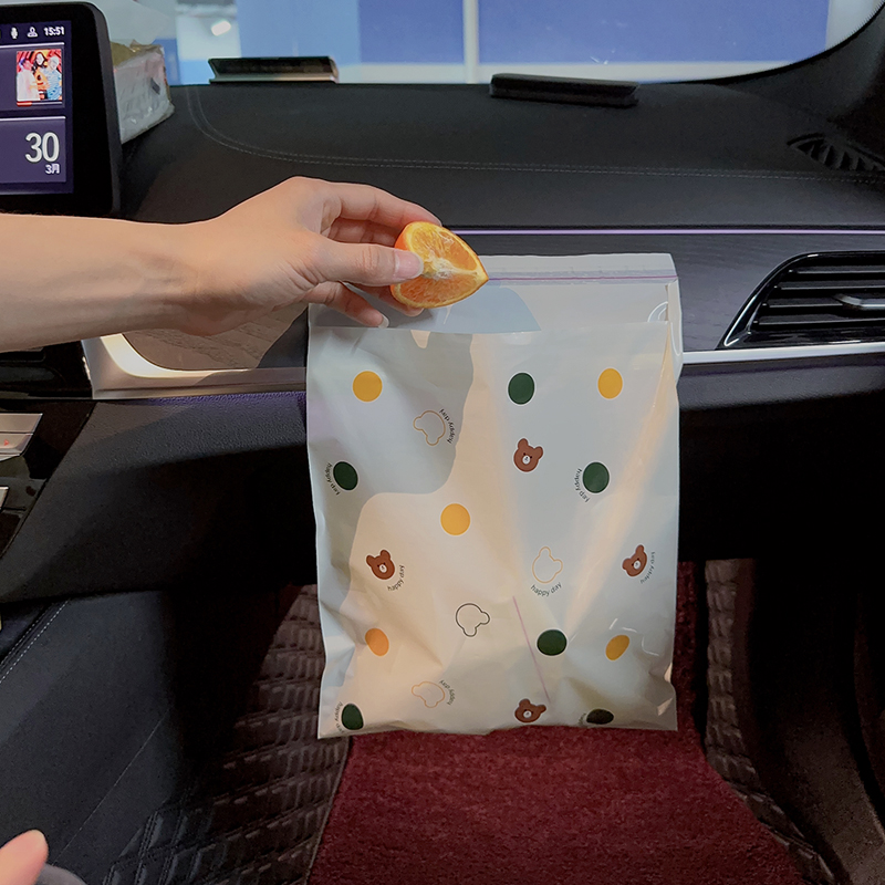 波点卡通小熊粘贴式车载垃圾袋