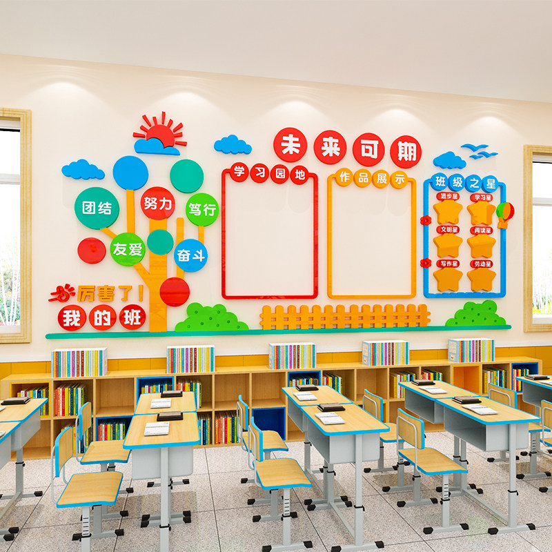 班级之星布置教室装饰文化墙学校学习园地荣誉墙榜作品展示墙贴