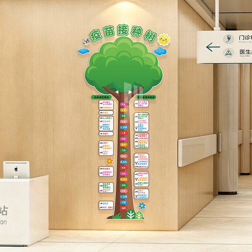 疫苗接种树贴纸防疫站宣传挂画