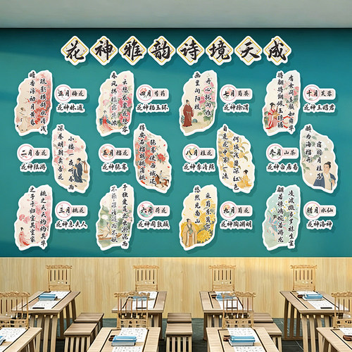 十二花神古诗词环创墙贴