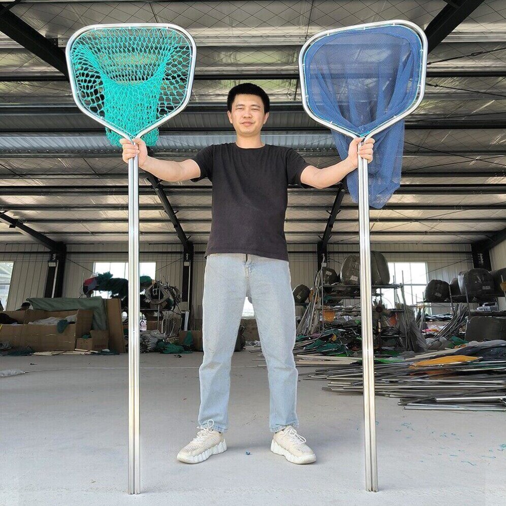 一体成型不锈钢抄网捞鱼网渔具鱼网超硬鱼捞河虾赶海网抄捞子网兜