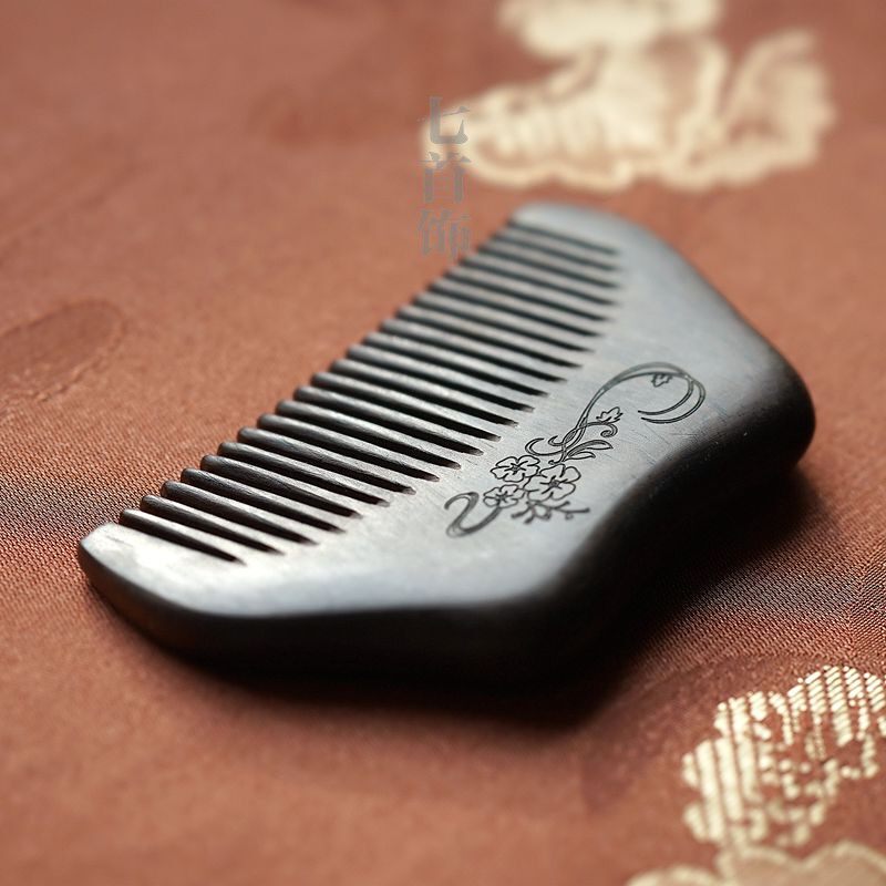 精品紫檀金丝檀小木梳家用便携按摩古风雕花梳子礼盒儿童学生礼品