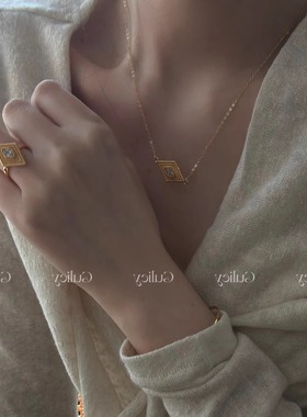 女神希腊之眼纯银镀金项链5A锆石