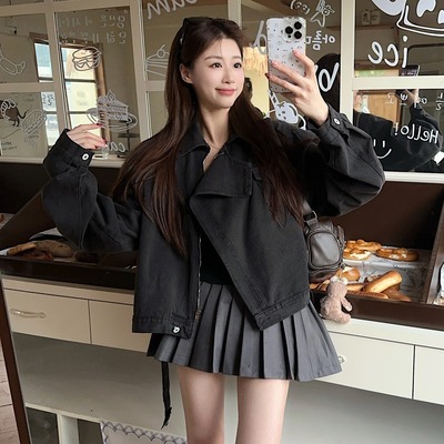 工装牛仔外套显瘦收腰宽松上衣