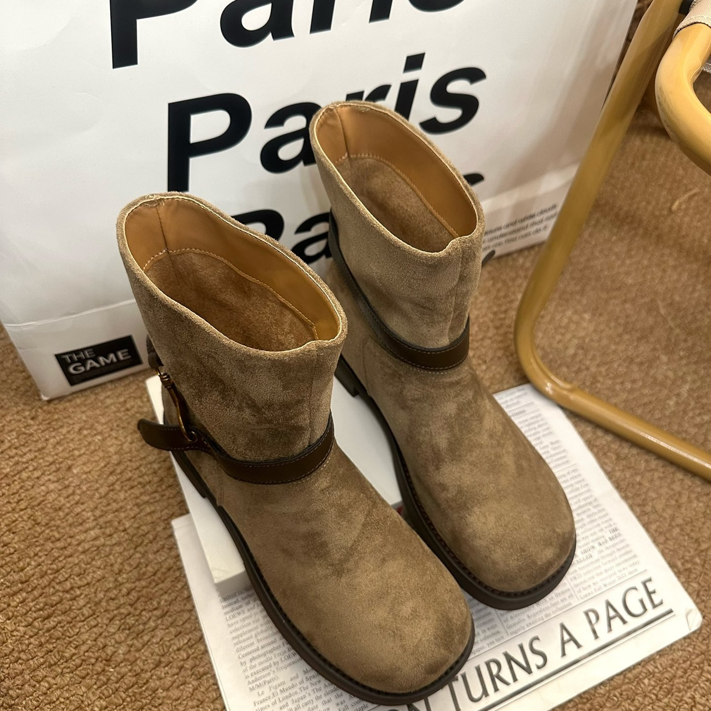 棕色系复古西部马丁靴秋冬百搭短靴女