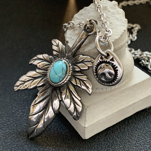 青枫-钛钢项链复古枫叶飞鸟波西米亚高桥中古长款不掉色日系项坠