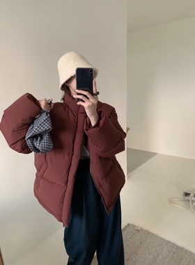 Sanli95绒立领双拉链按扣羽绒服 中长款羽绒服 百搭休闲蓬松