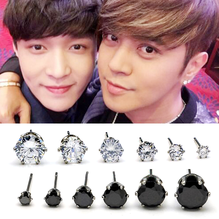 罗志祥黄宗泽同款细针六爪锆石蝴蝶耳堵耳钉钻石男女闪亮简约耳环