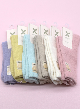 西客优品  冬新品纯色暖暖绒保暖马卡龙中筒学生成人女袜252Q2916