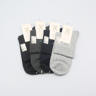 西客优品 252H2821 秋冬百棉提花无骨吸汗纯色成人商务中筒男袜