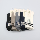 西客优品 冬羊毛字母提花横条保暖无骨中筒学生成人男袜252A2648