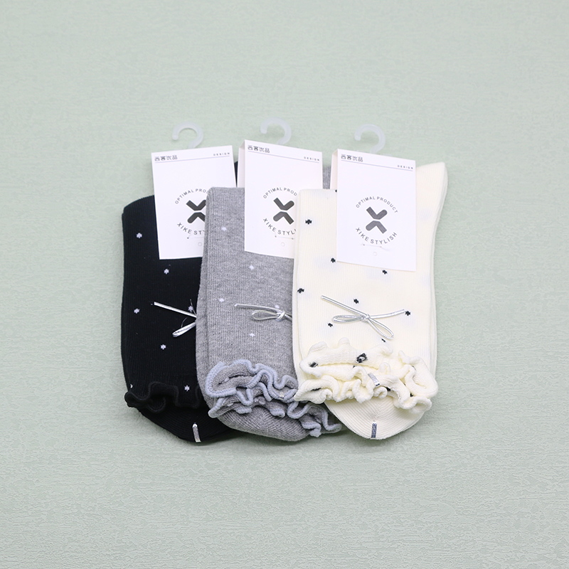 西客优品秋冬木耳边中筒女童袜