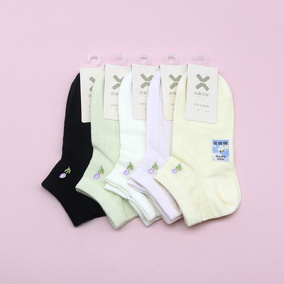 西客优品超薄郁金香刺绣女船袜