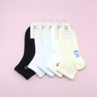 西客优品 春夏超薄小熊滴胶花边无骨小短筒学生成人女袜261H3089