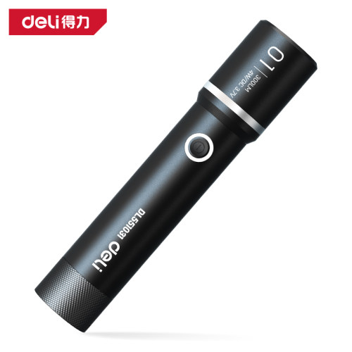 得力手电筒LED大功率DL551031户外手电筒300lm350米远射1800mAh
