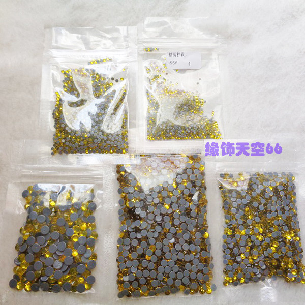 整包特精圆形柠黄色烫钻仿奥钻 婚纱礼服短裙丝袜贴钻DIY烫衣服