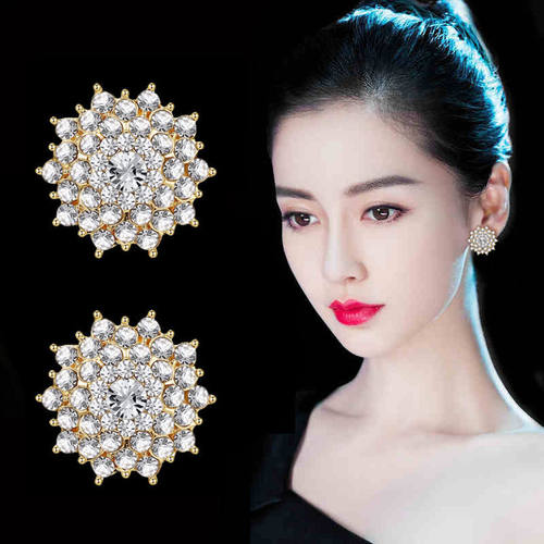 妾之意雪花气质镶钻银针耳钉女