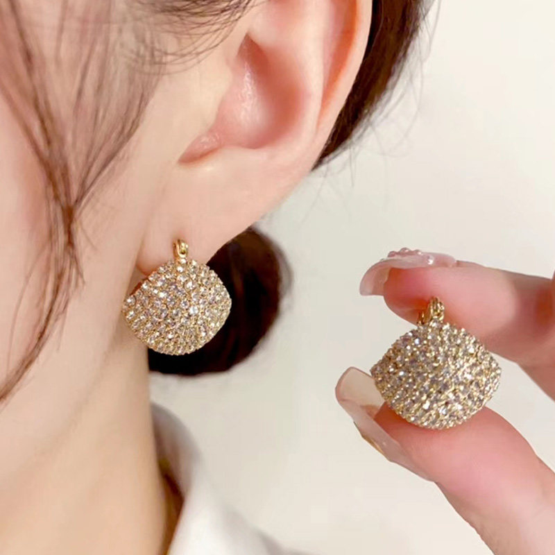 妾之意日韩时尚小提篮镶钻耳饰女