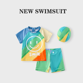 儿童泳衣男孩3岁宝宝专业训练游泳衣男童速干防晒泳装 2套装 5小童6