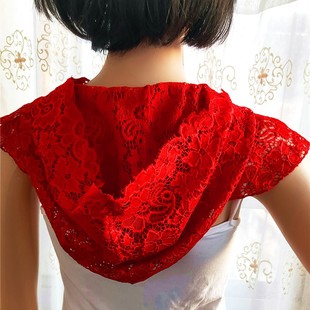 假领子女百搭假领蕾丝帽搭配卫衣镂空女毛衣打底领子假帽子领连帽