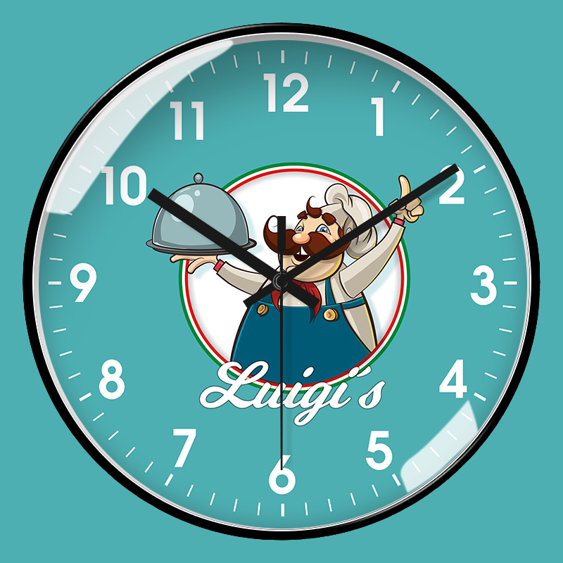 厨师人物挂钟餐厅酒店石英钟表时钟客厅表太阳机芯自动对时电波钟