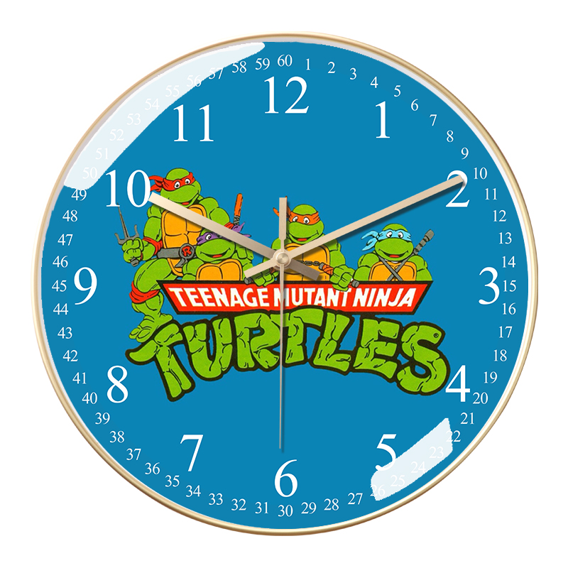 卡通客厅卧室挂钟儿童早教时钟电影静音石英钟圆形太阳机芯电波钟