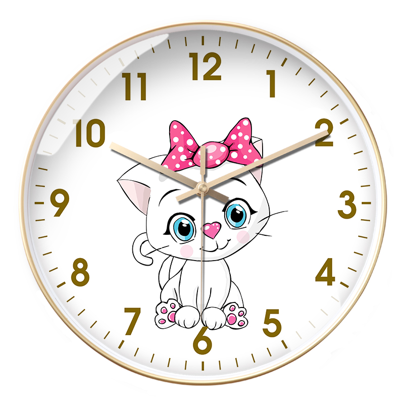 卡通玻璃儿童房塑料超静音石英钟