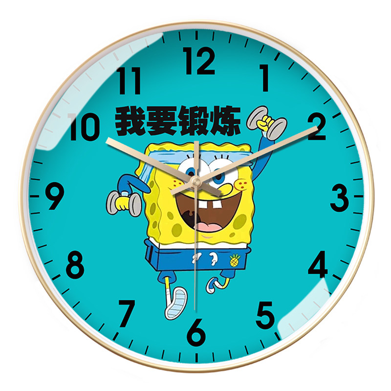 海绵宝宝电波钟客厅挂表现代静音