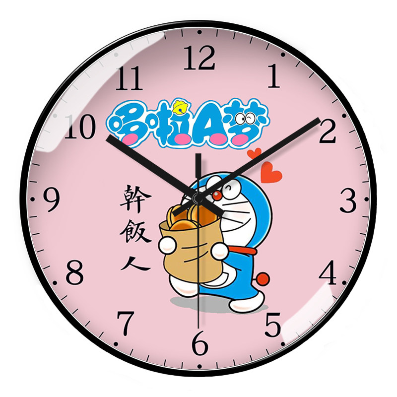 叮当猫卡通挂钟机器猫时钟男童女孩卧室静音时钟哆啦A梦石英钟表