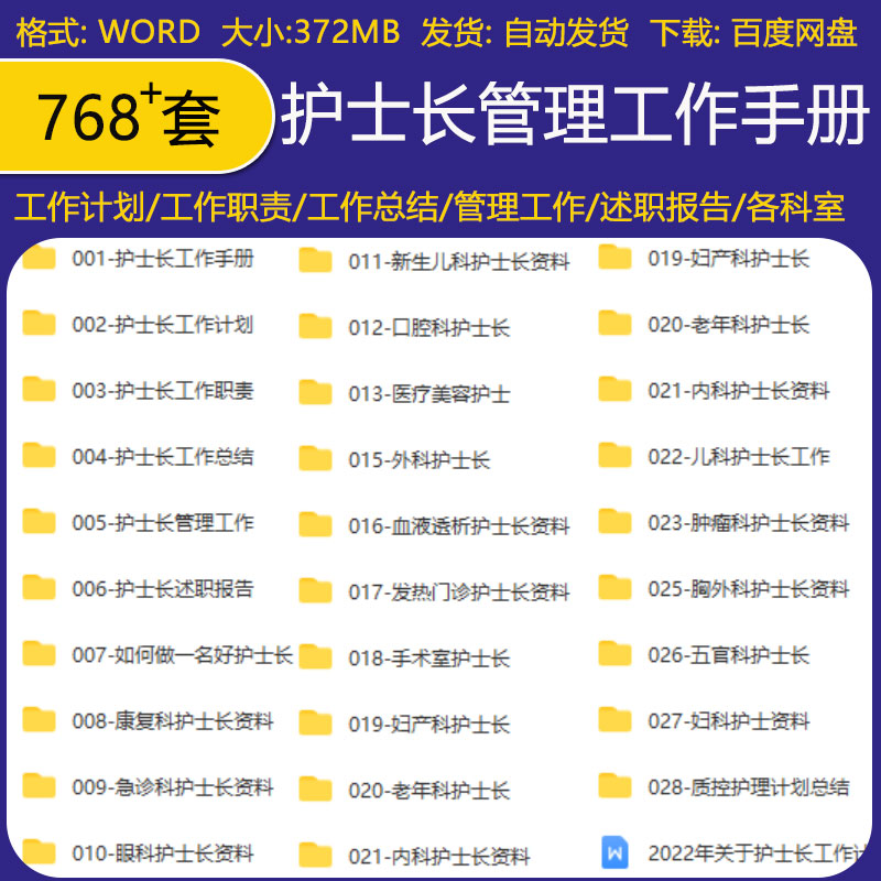 护士长工作手册及规范科室管理周安排月计划岗位职责述职报告总结