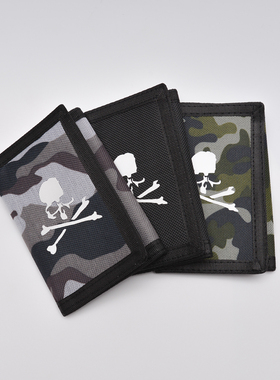 26款mastermind world骷髅头牛津布零钱包帆布三折叠硬币卡包