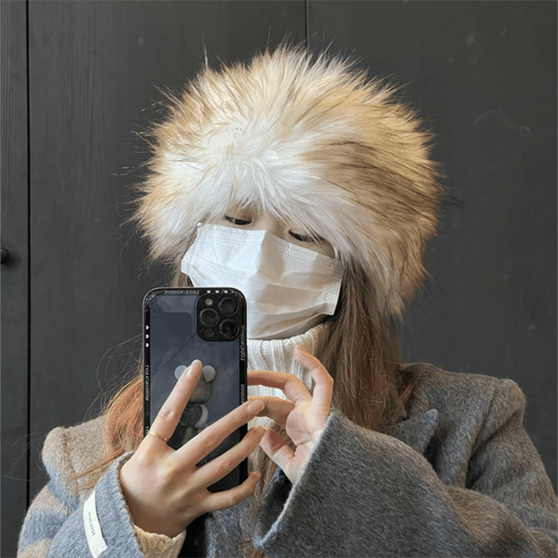 秋冬环保皮草长毛绒帽子空顶帽仿真皮草狐狸毛弹力民族风旅游女士