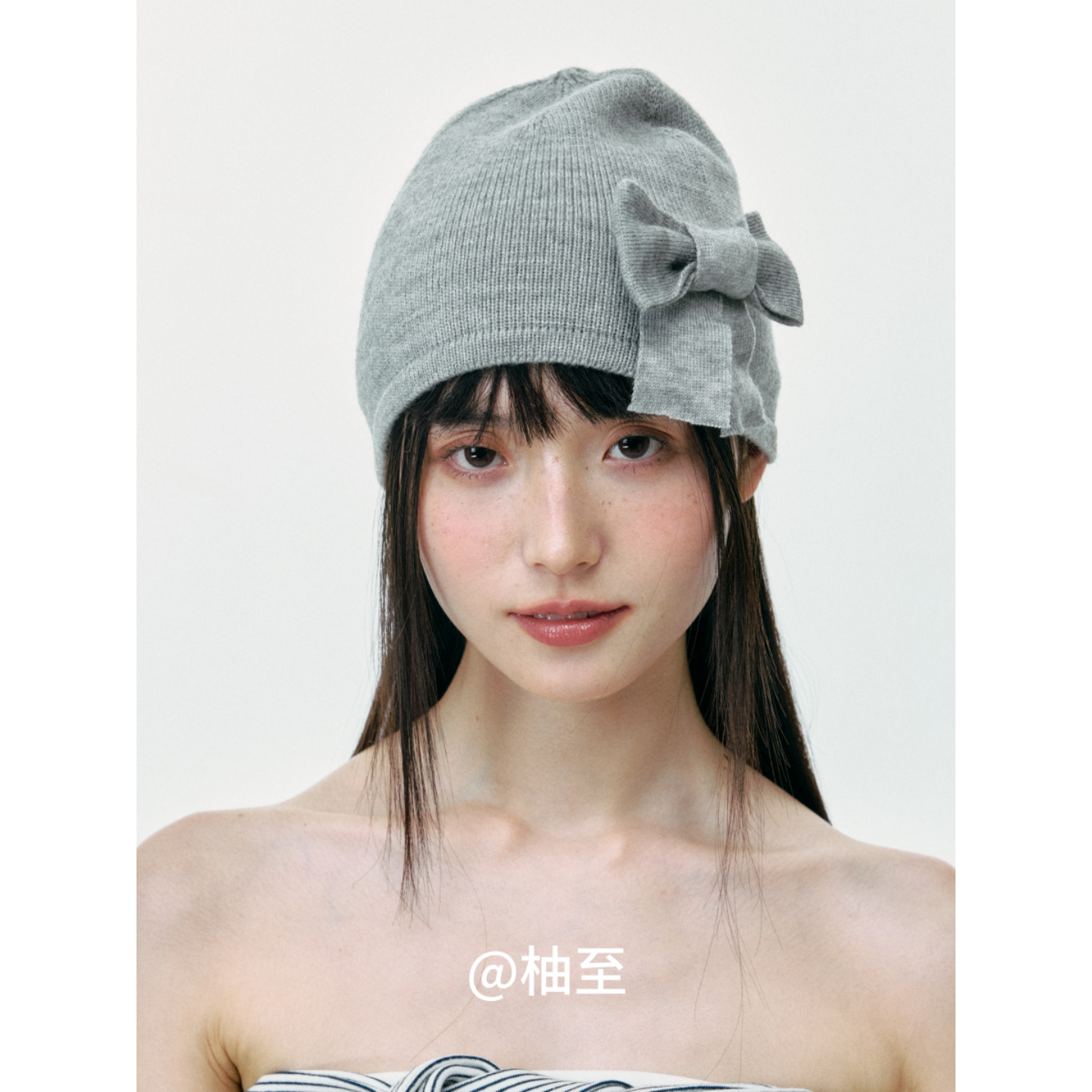 蝴蝶结针织包头帽子女春夏秋时髦韩版日系套头帽显脸小冷帽潮ins