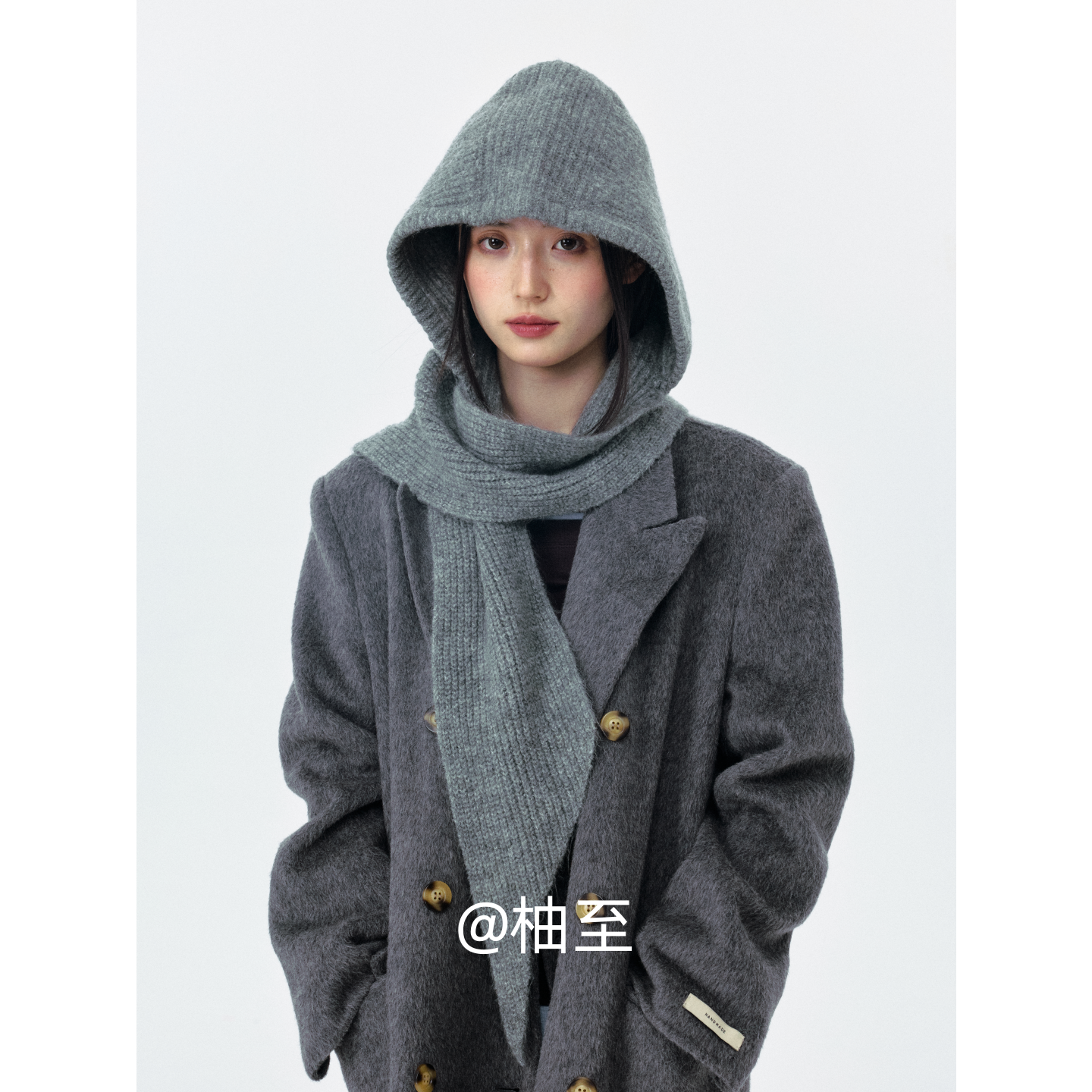 韩系ins风帽子围巾一体针织帽子女秋冬韩版日系护耳巴拉克拉法帽