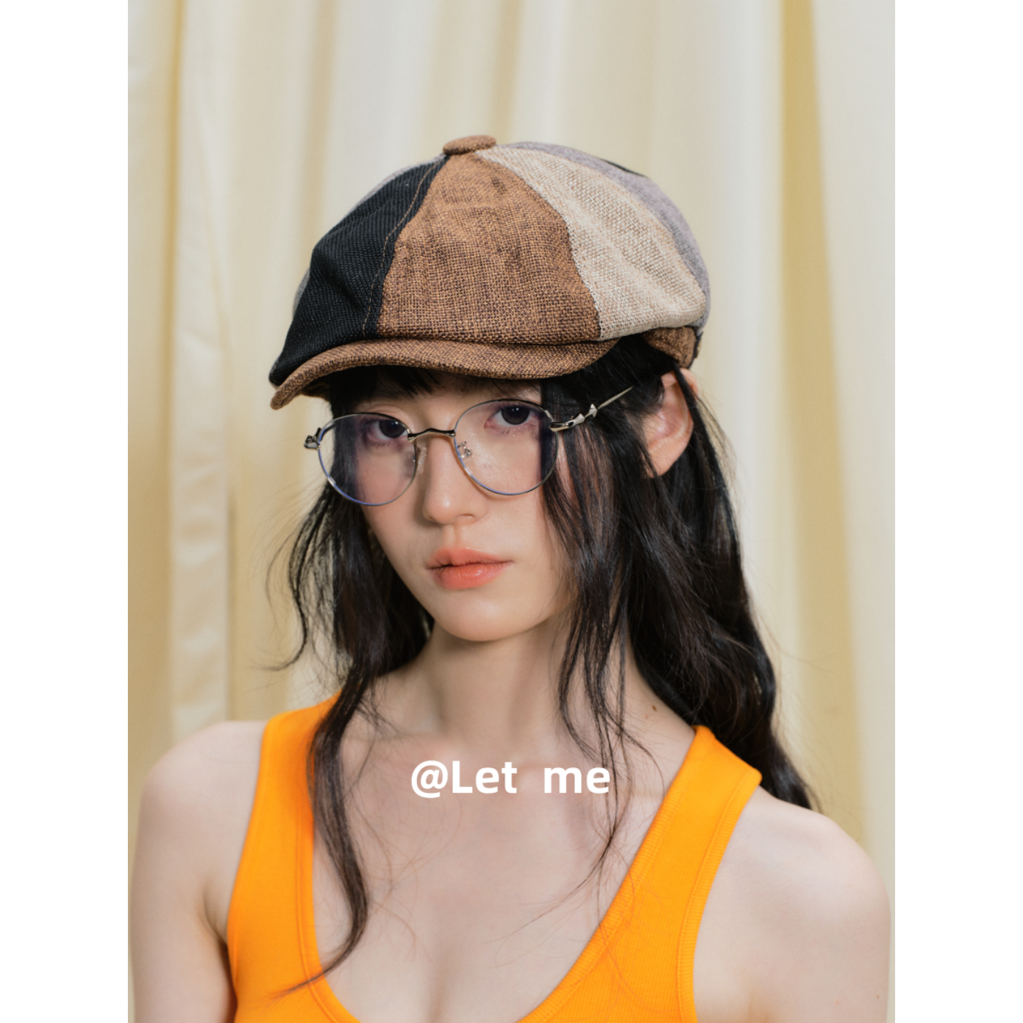 拼色复古瓜皮前进帽女夏透气仿麻八角鸭舌帽英伦休闲画家贝雷帽子