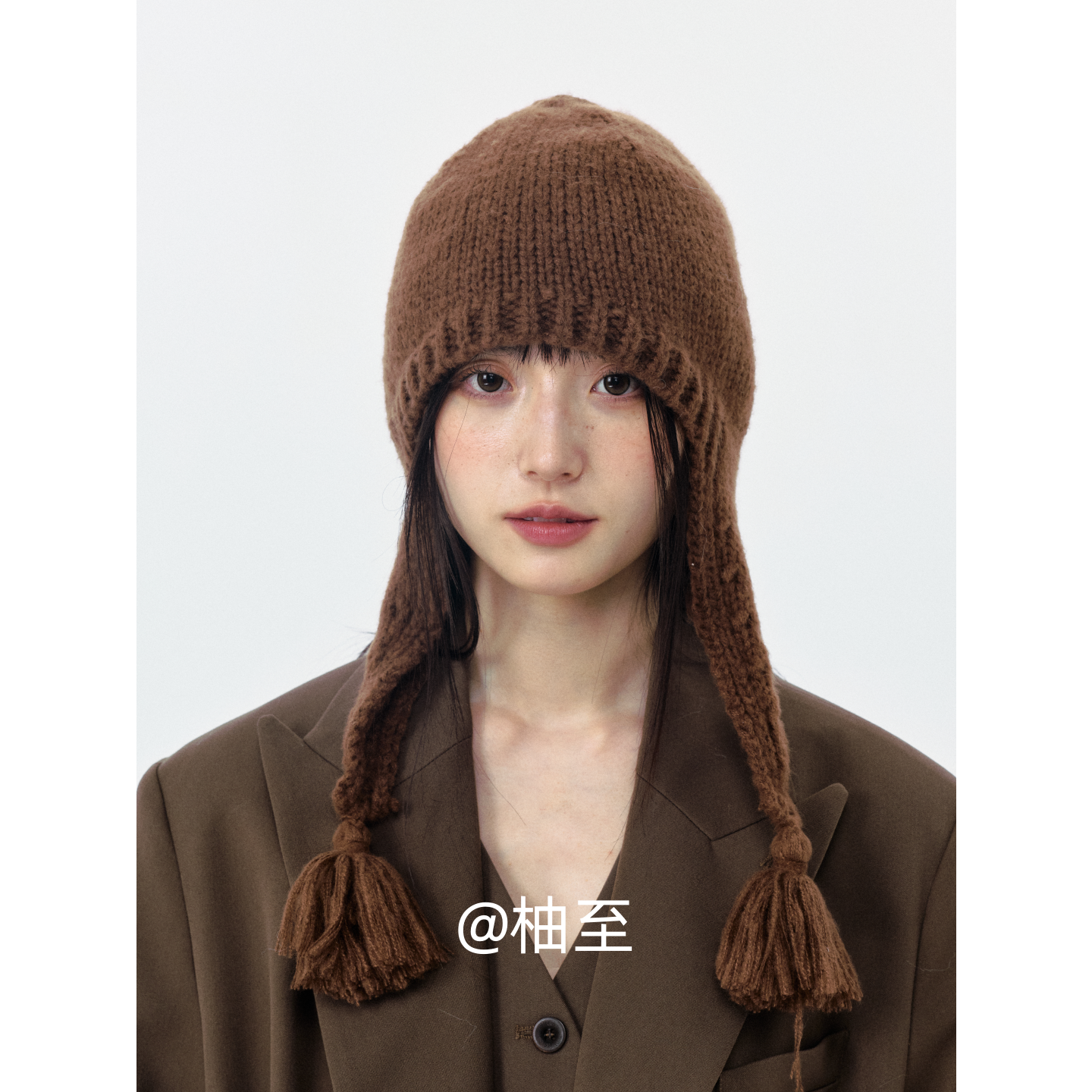 麻花流苏针织帽子女秋冬街头韩版日系百搭包头帽显脸小护耳帽ins