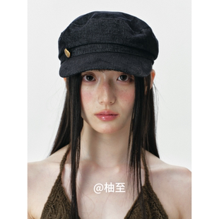 街头显脸小平顶报童帽子女春秋夏季 日系百搭鸭舌帽潮 时髦复古韩版