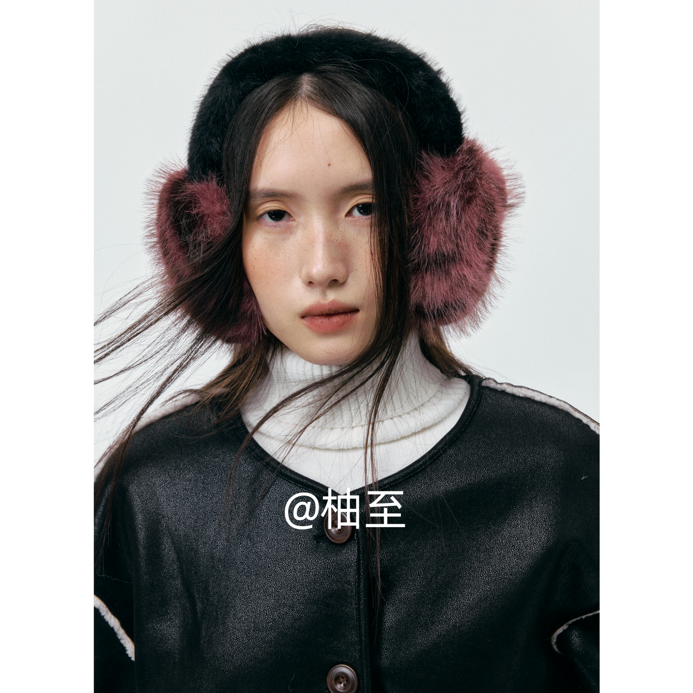 时髦洋红豹纹毛绒耳罩女秋冬街头韩系耳暖复古防冻防寒保暖耳包潮